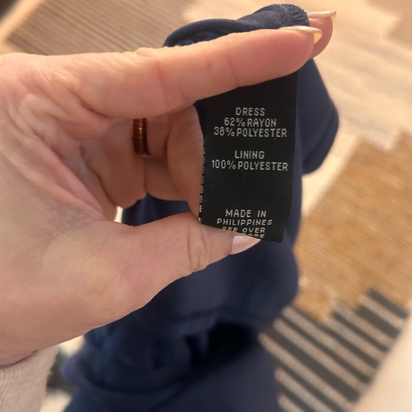 Strapless Navy Dress with Belt Flowy Summertime Dress - Picture 5 of 5